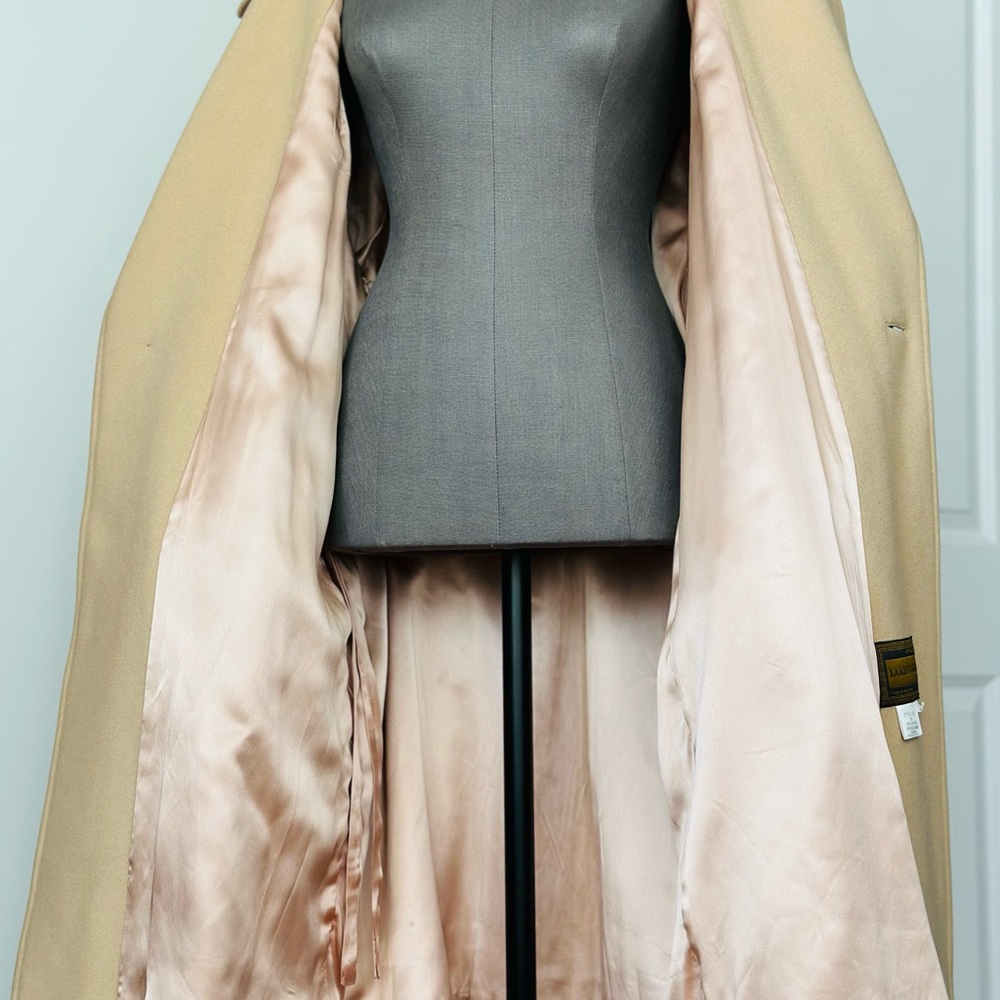 Vintage Camel Classic Lambswool Midi Coat | Belted Wrap Style - Picture 16 of 17